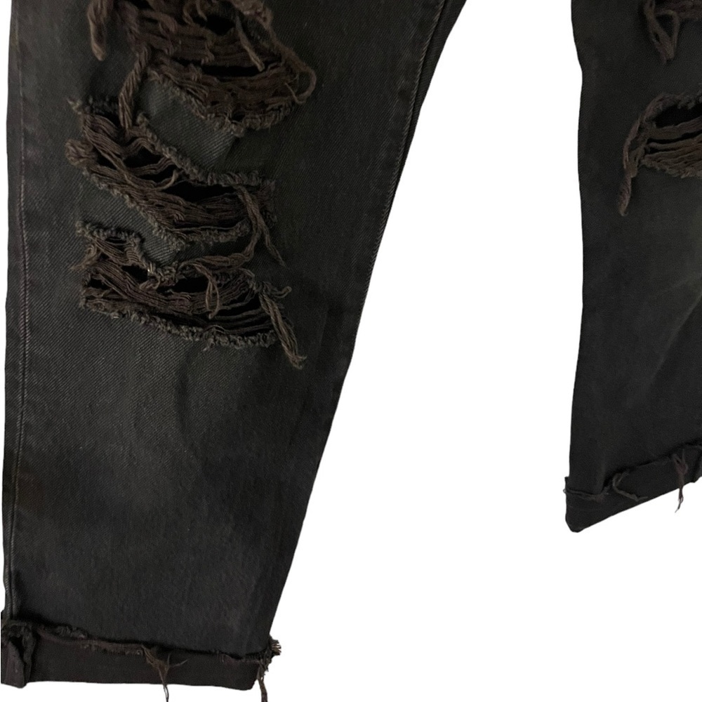 Levi’s 501 Original Cropped Jeans Distressed Black Mark 29 - Picture 6 of 13